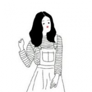 手绘简约图片黑白少女头