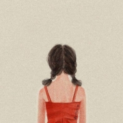 清新文艺的女生背影微信插画头像，简约高级