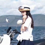摩托车微信头像女生，个性骑士机车美女头像