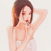 心动扎头发咬皮筋女生头像图片，咬皮筋居家动