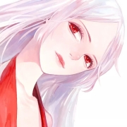 红眼手绘白发动漫女生头