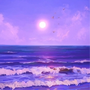 梦幻落日海浪风景头像图