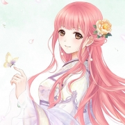 长发弄蝶古风女生动漫头像图片，超美古风手绘画