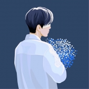 伤感捧花动漫男生背影头像图片，一个烂透的人生