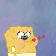 海绵宝宝派大星互吐爱心头像图片，可爱吐心泡泡头像